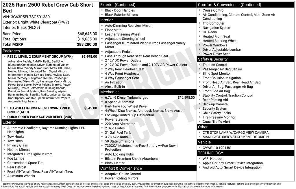 new 2025 Ram 2500 car, priced at $83,859