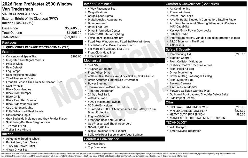 new 2026 Ram ProMaster 2500 car, priced at $52,151