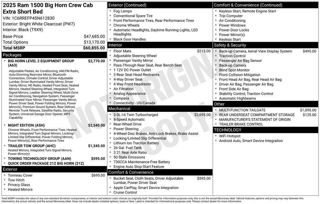 new 2025 Ram 1500 car, priced at $46,797