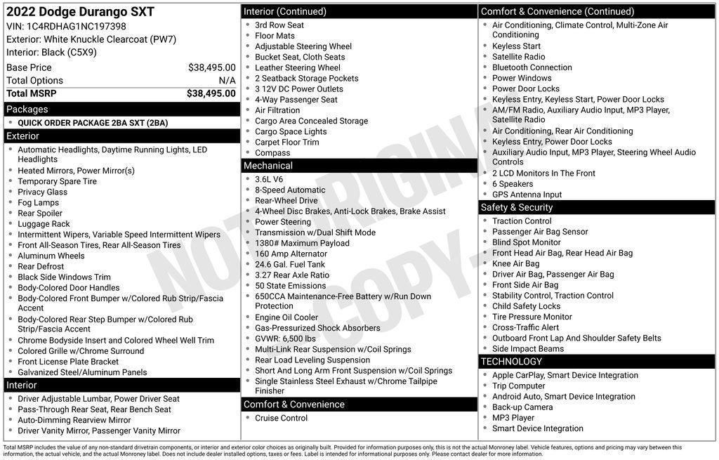 used 2022 Dodge Durango car, priced at $24,996