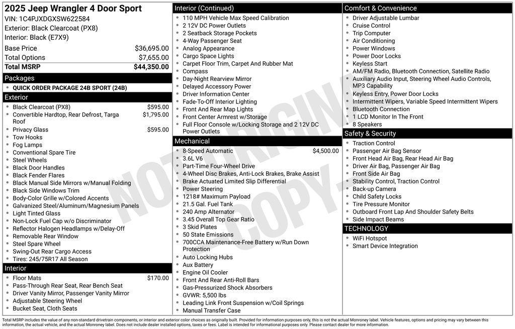 new 2025 Jeep Wrangler car, priced at $38,637