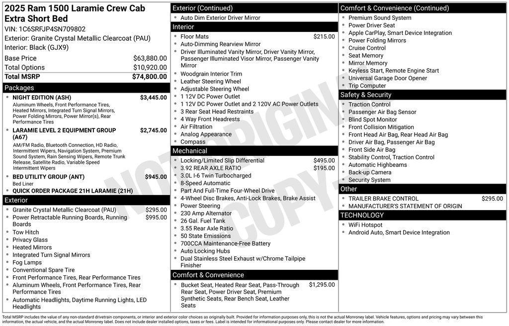 new 2025 Ram 1500 car, priced at $60,361