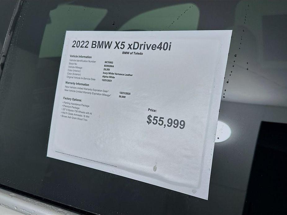 used 2022 BMW X5 car, priced at $48,246