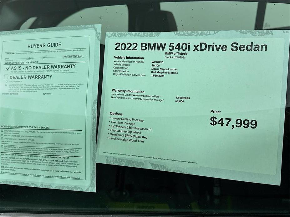 used 2022 BMW 540 car, priced at $44,399