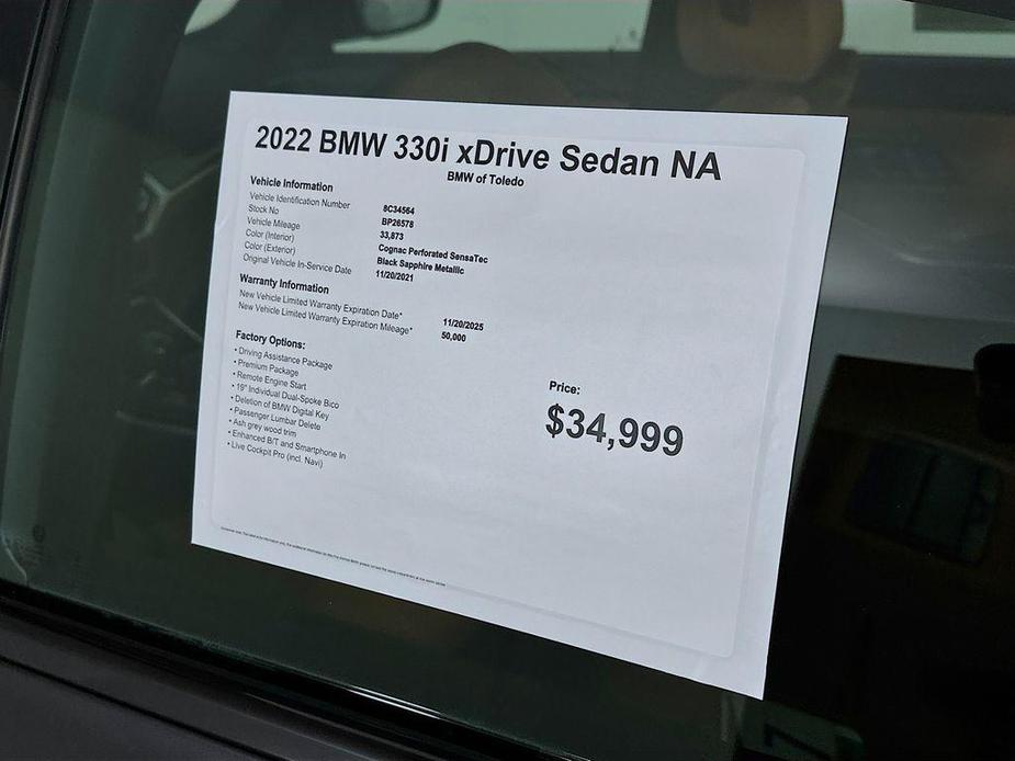 used 2022 BMW 330 car, priced at $31,919