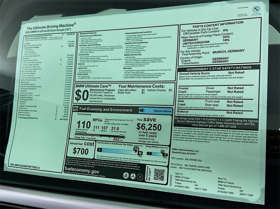 new 2024 BMW i4 Gran Coupe car, priced at $55,410