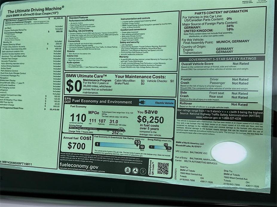 new 2024 BMW i4 Gran Coupe car, priced at $55,410