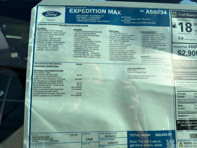 new 2025 Ford Expedition Max car, priced at $85,297
