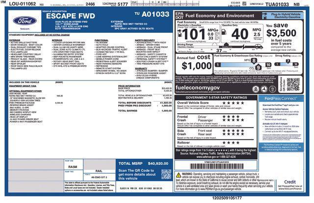 new 2026 Ford Escape PHEV car, priced at $37,920
