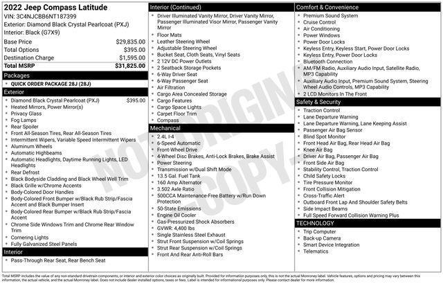 used 2022 Jeep Compass car, priced at $19,499