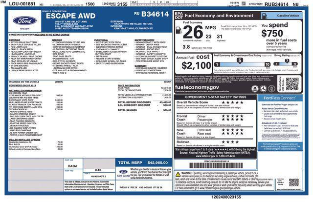 new 2024 Ford Escape car, priced at $39,739