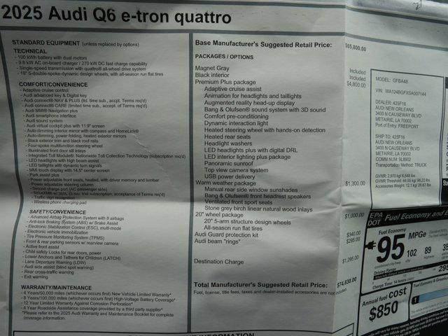 new 2025 Audi Q6 e-tron car, priced at $70,342