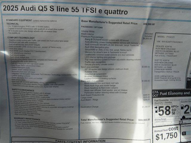 new 2025 Audi Q5 car, priced at $63,662