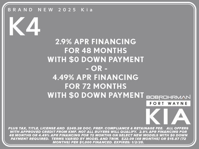 new 2025 Kia K4 car, priced at $24,145