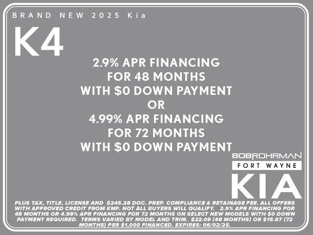 new 2025 Kia K4 car, priced at $25,962