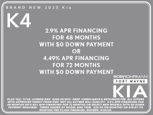 new 2025 Kia K4 car, priced at $26,447