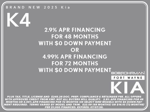 new 2025 Kia K4 car, priced at $25,084