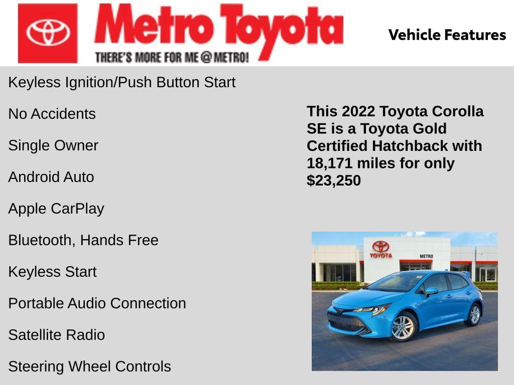 used 2022 Toyota Corolla Hatchback car, priced at $23,250