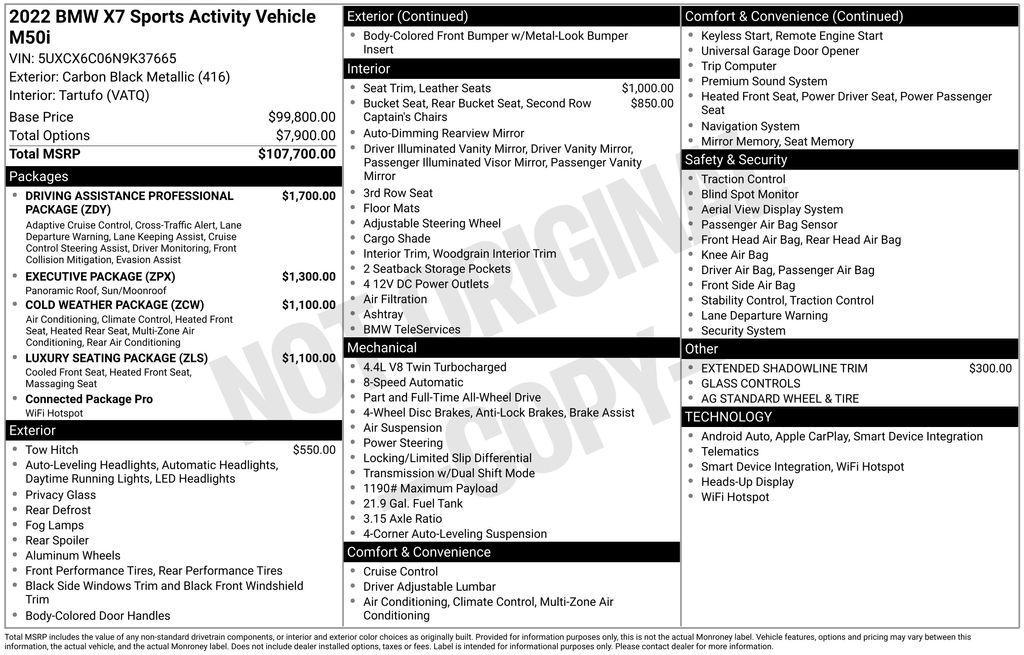 used 2022 BMW X7 car, priced at $57,970