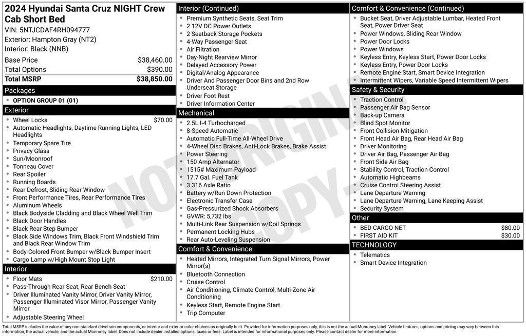used 2024 Hyundai SANTA CRUZ car, priced at $32,750