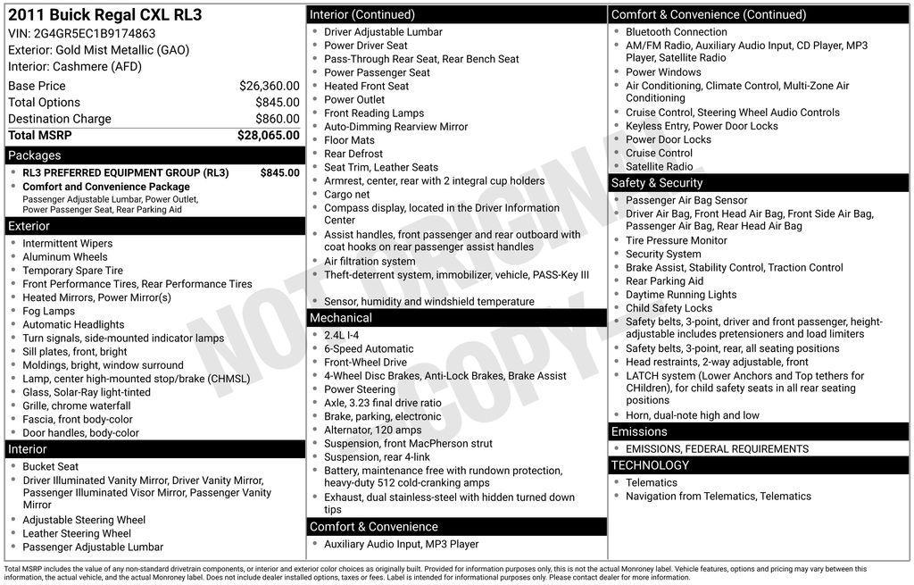 used 2011 Buick Regal car, priced at $8,700