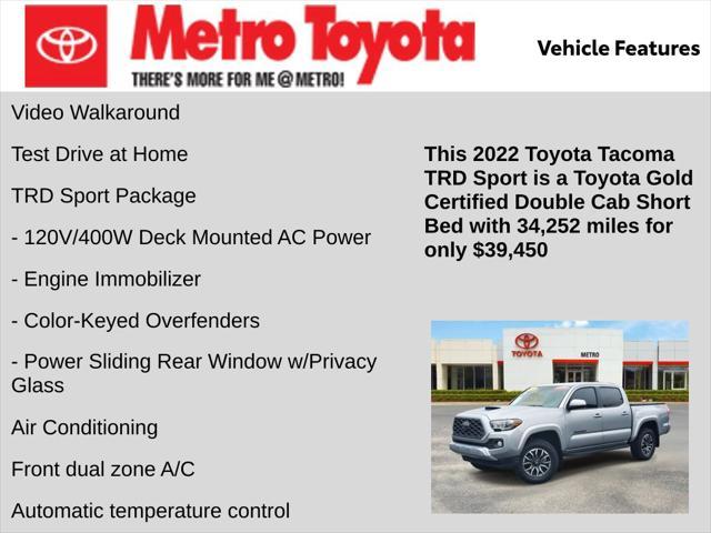 used 2022 Toyota Tacoma car, priced at $39,450