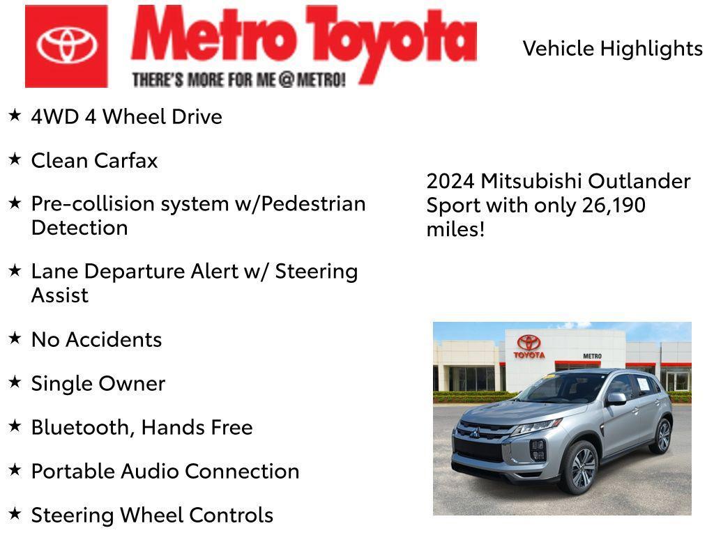 used 2024 Mitsubishi Outlander Sport car, priced at $23,500