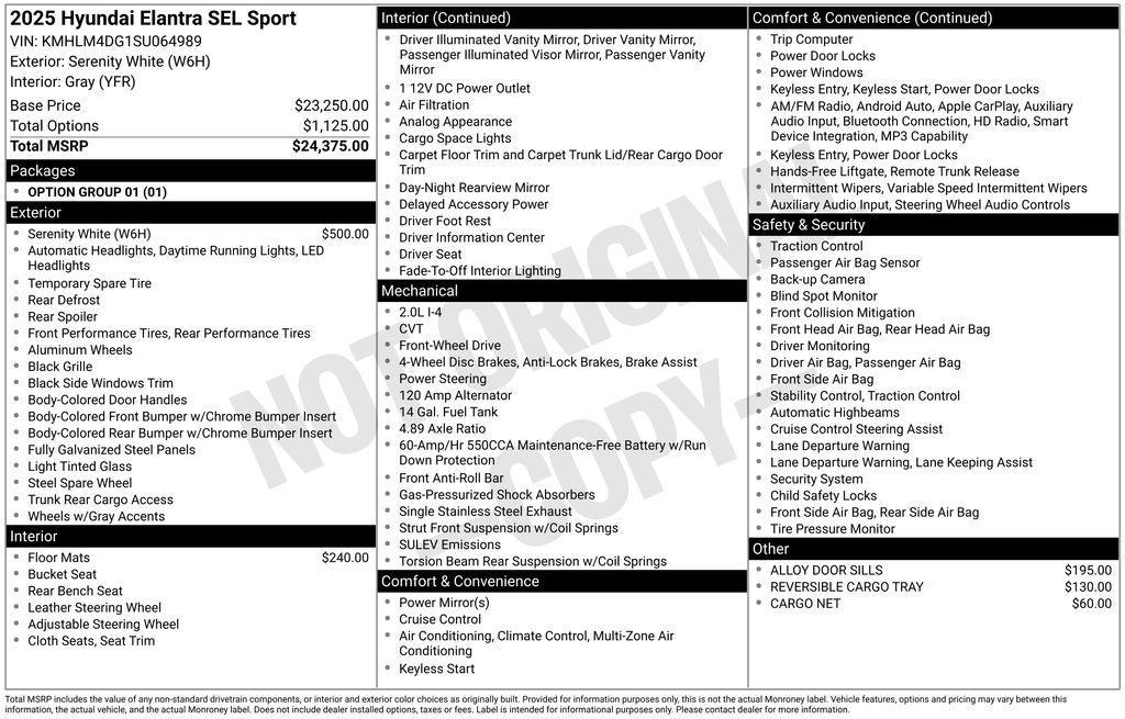 new 2025 Hyundai Elantra car, priced at $21,265