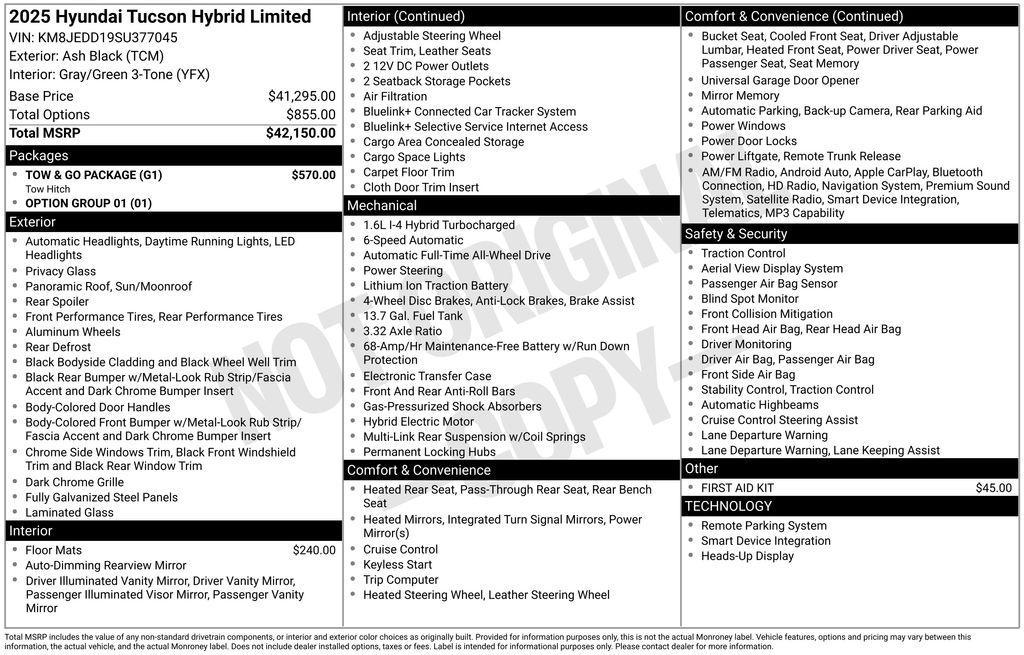 new 2025 Hyundai TUCSON Hybrid car, priced at $36,662