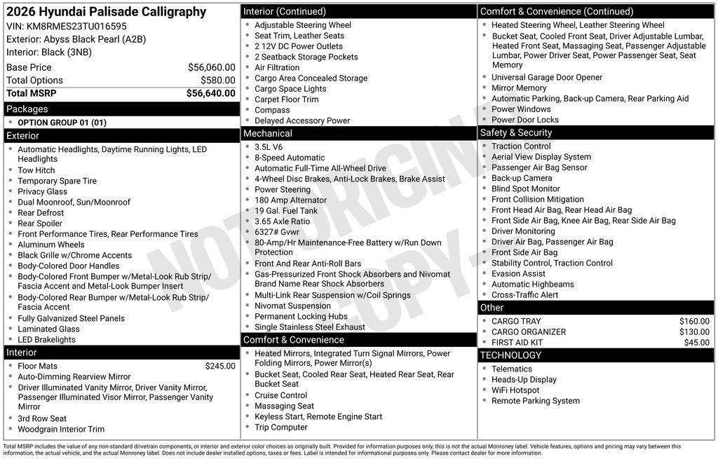 new 2026 Hyundai Palisade car, priced at $56,583