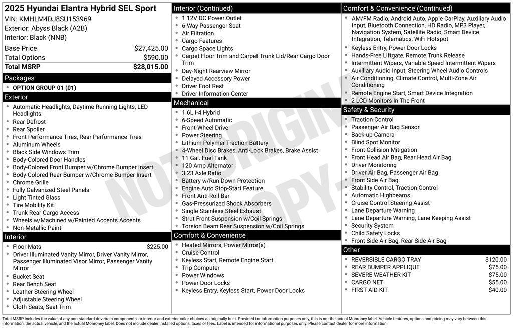new 2025 Hyundai ELANTRA HEV car, priced at $24,244