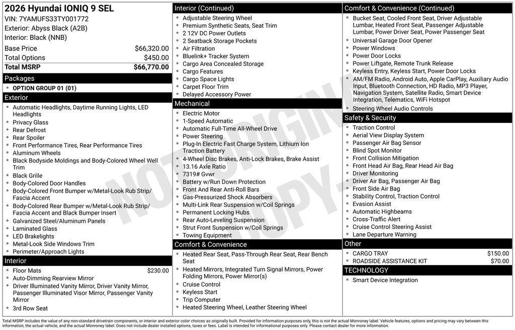 new 2026 Hyundai IONIQ 9 car, priced at $63,341