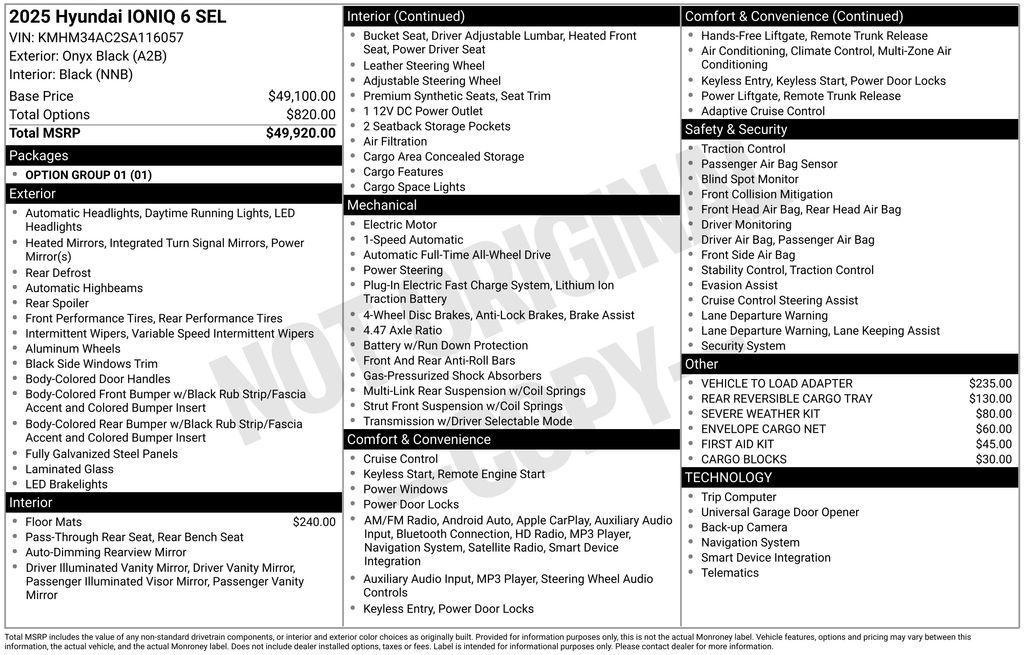 new 2025 Hyundai IONIQ 6 car, priced at $51,141