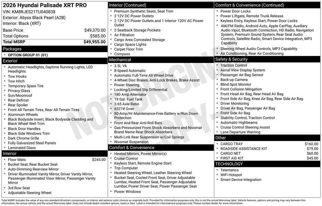 new 2026 Hyundai Palisade car, priced at $50,068