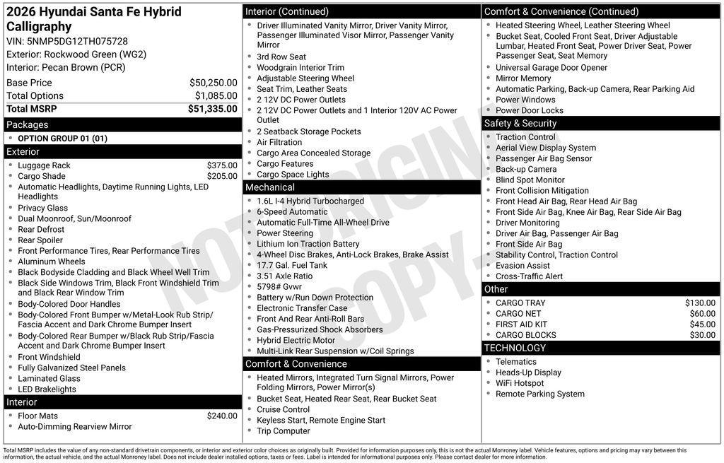 new 2026 Hyundai SANTA FE HEV car, priced at $51,932