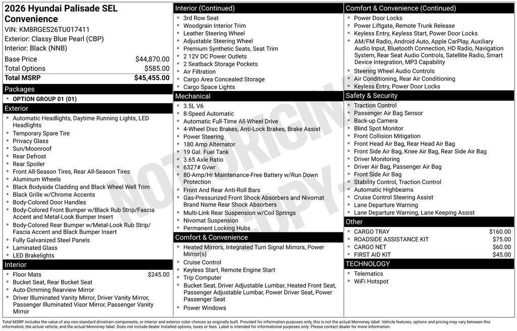 new 2026 Hyundai Palisade car, priced at $45,688