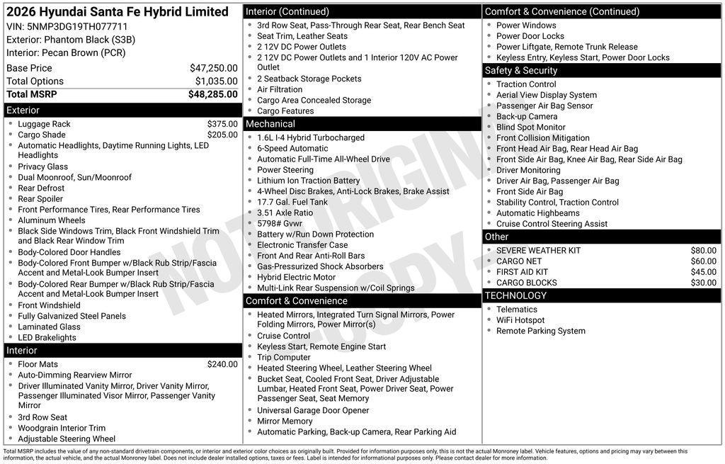new 2026 Hyundai Santa Fe car, priced at $48,927