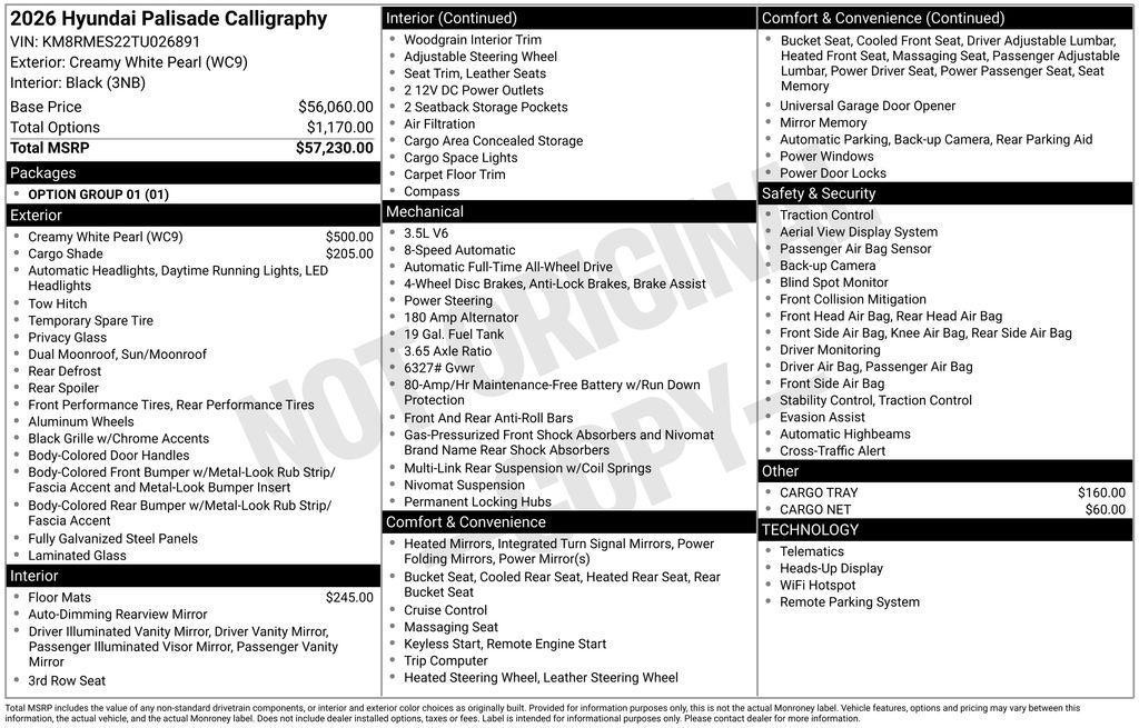 new 2026 Hyundai Palisade car, priced at $57,149