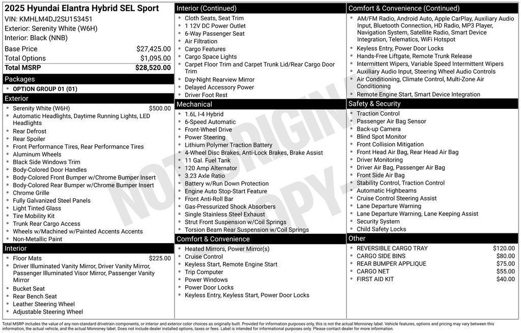 new 2025 Hyundai ELANTRA HEV car, priced at $24,663