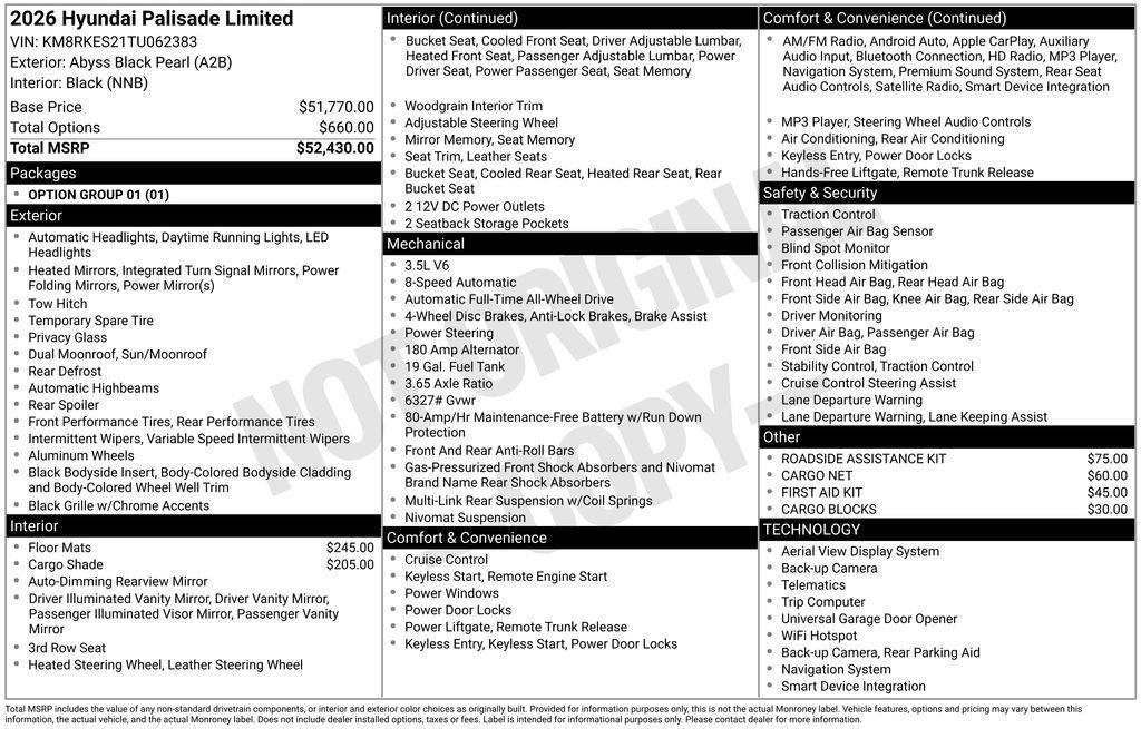 new 2026 Hyundai Palisade car, priced at $52,575