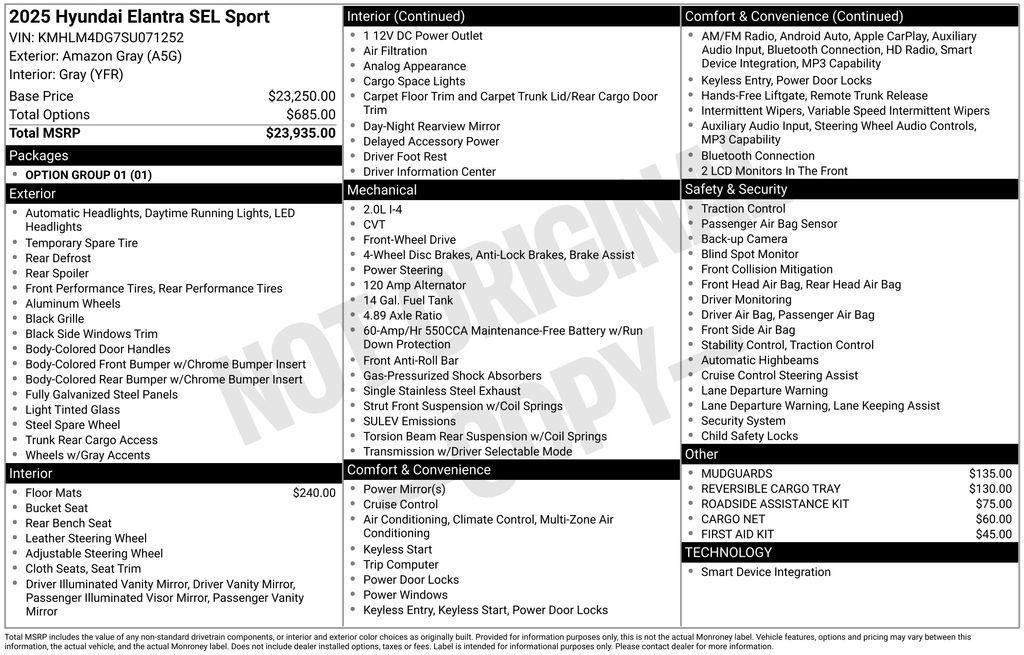 new 2025 Hyundai Elantra car, priced at $20,899