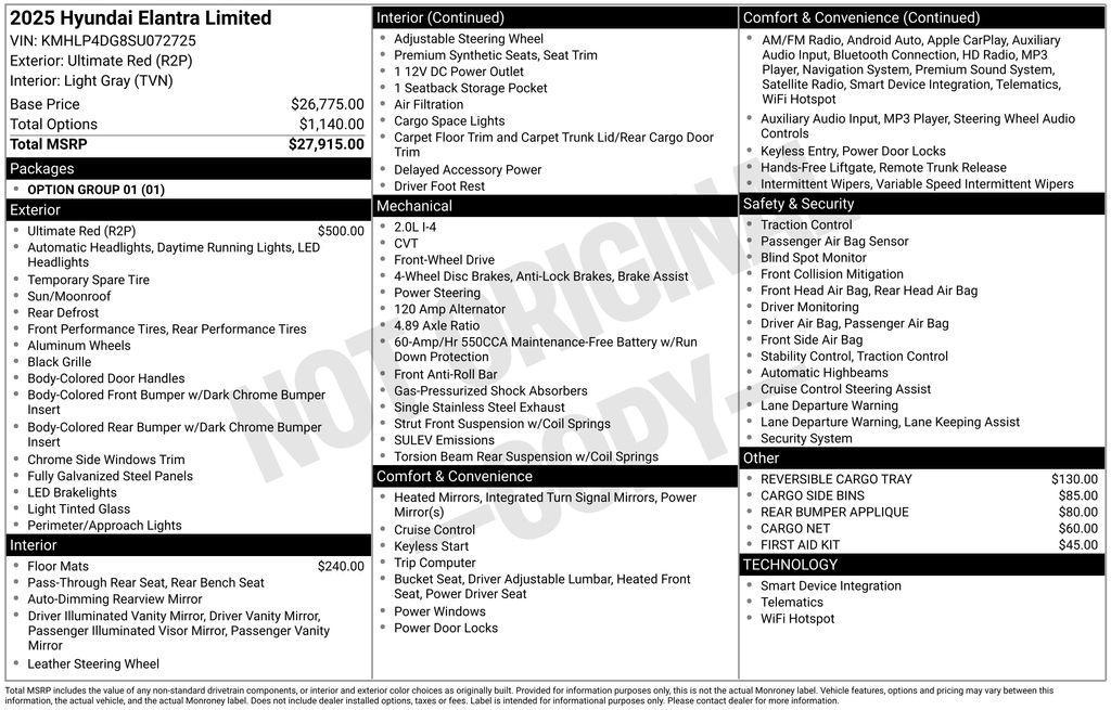 new 2025 Hyundai Elantra car, priced at $24,203