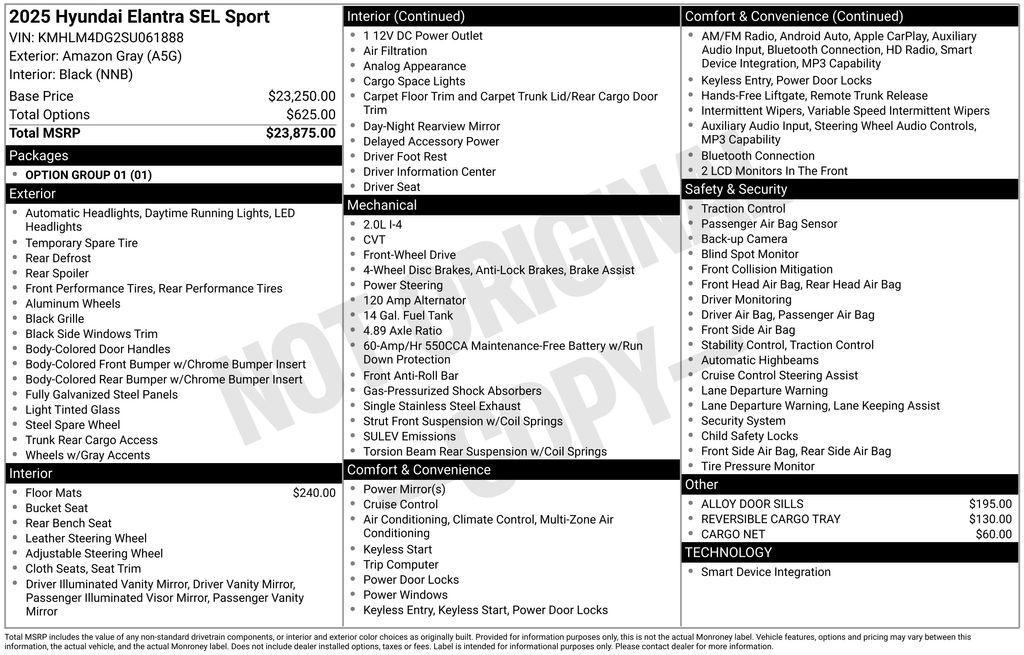new 2025 Hyundai Elantra car, priced at $20,850