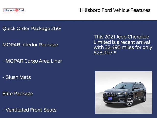 used 2021 Jeep Cherokee car, priced at $24,000