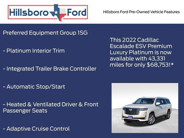 used 2022 Cadillac Escalade ESV car, priced at $68,753