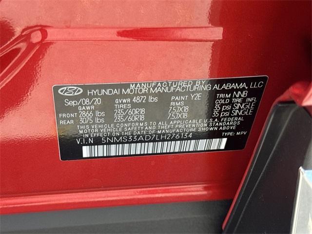 used 2020 Hyundai Santa Fe car, priced at $19,431