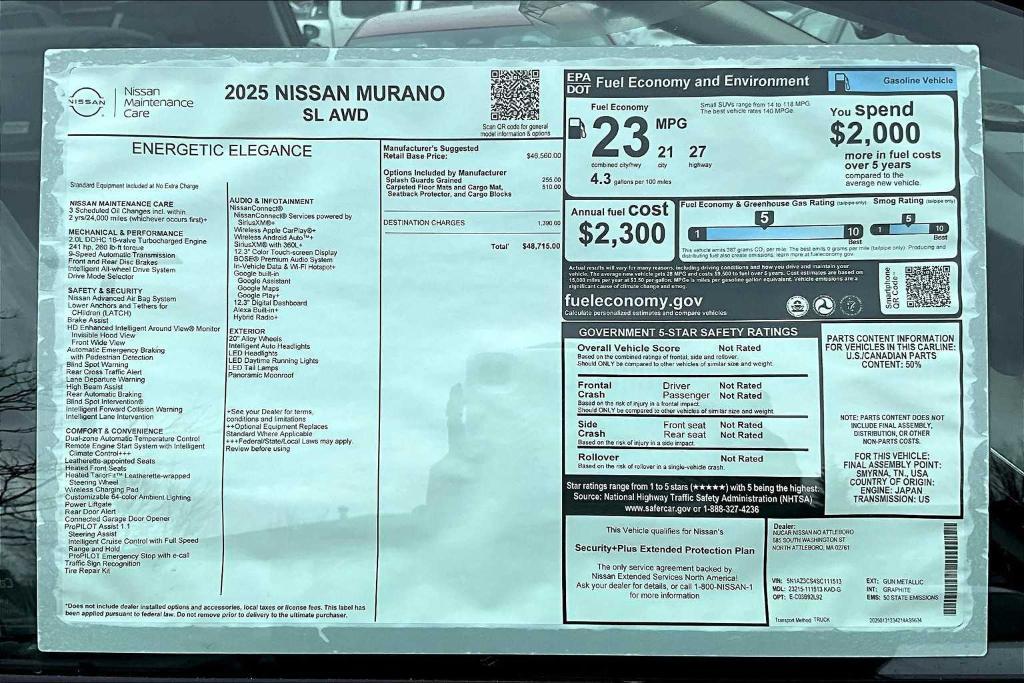 new 2025 Nissan Murano car, priced at $46,411