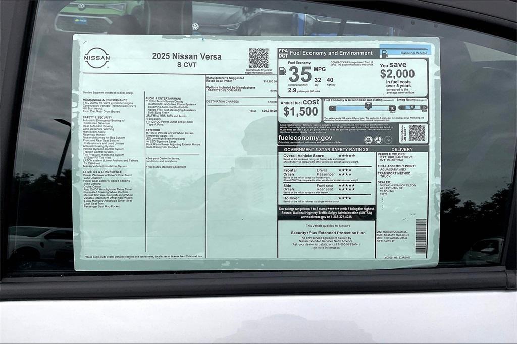 new 2025 Nissan Versa car, priced at $20,286