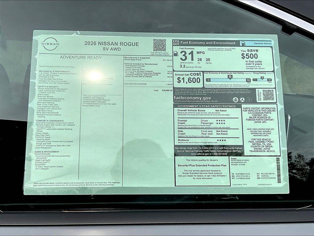 new 2026 Nissan Rogue car, priced at $30,274