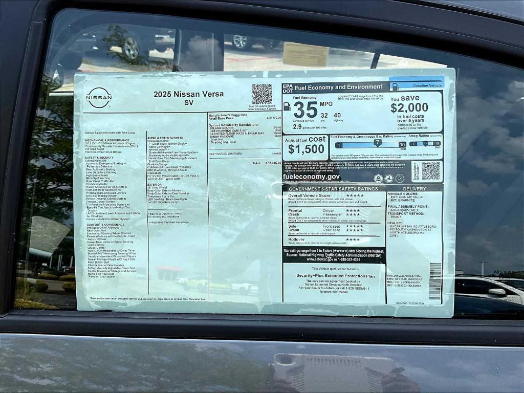 new 2025 Nissan Versa car, priced at $21,618